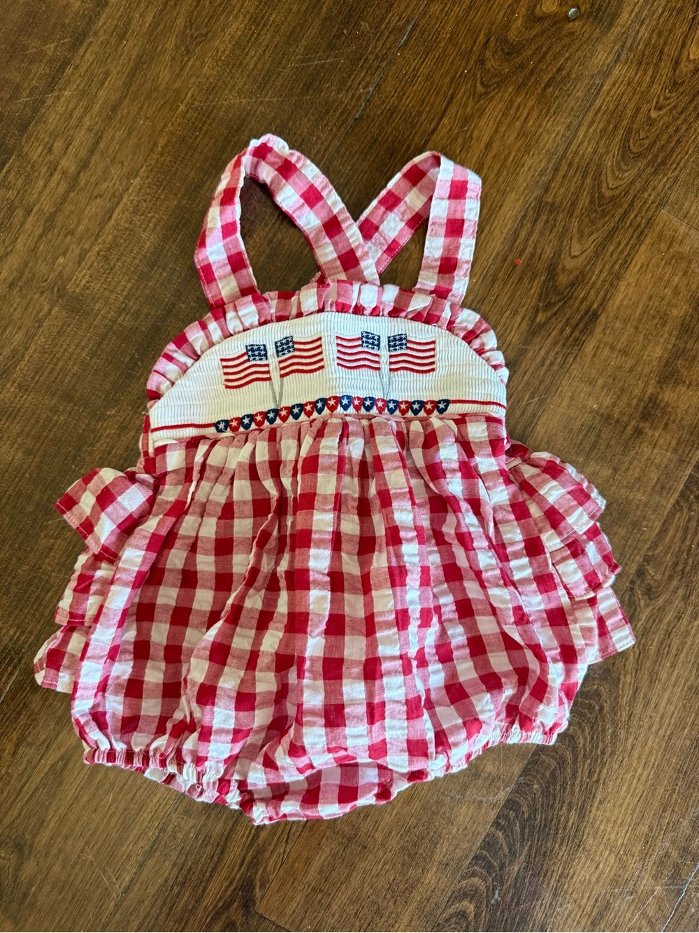 New smocked American flag romper honeydew brand size 18 month